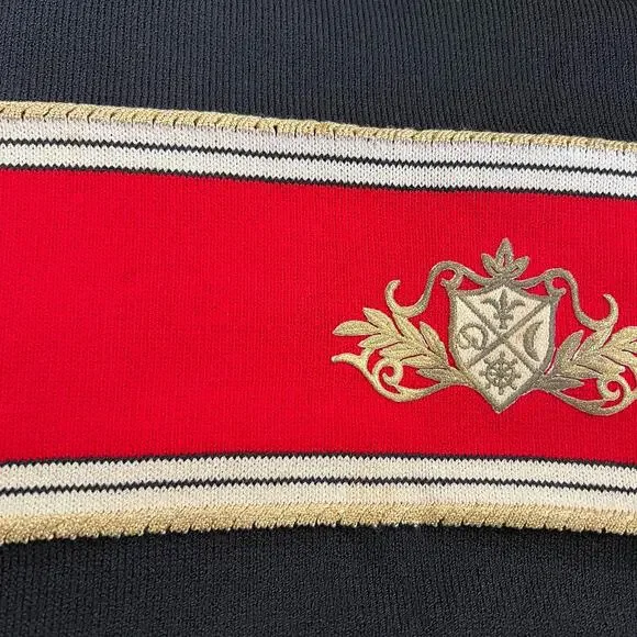 St. John Collection Collared Crest Pullover Sweater Black/Red Santana Knit M - Picture 13 of 14